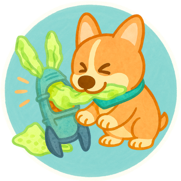 插畫呈現一隻狗狗正在玩毛毛嘴 BiteMao 多層藏食玩具，嗅聞並取出藏在層層布料間的零食，象徵嗅覺訓練與互動樂趣。